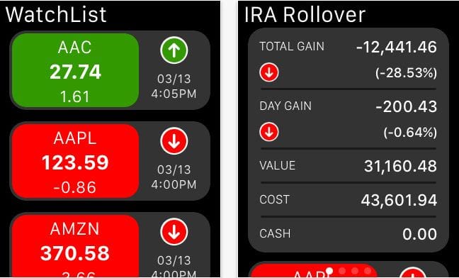 stock apps for apple watch