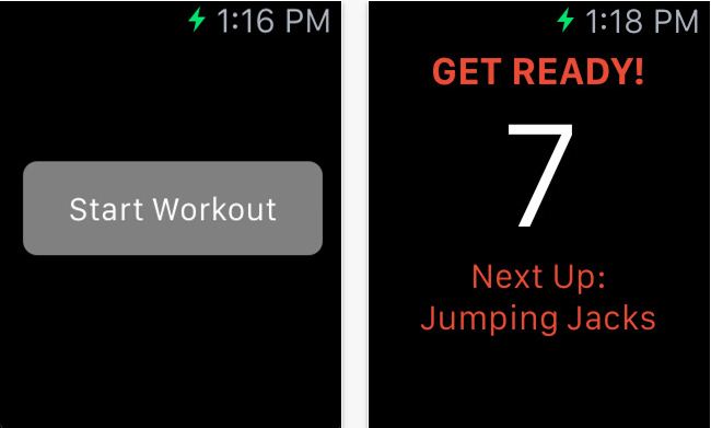 Workout monitoring app for Apple watch