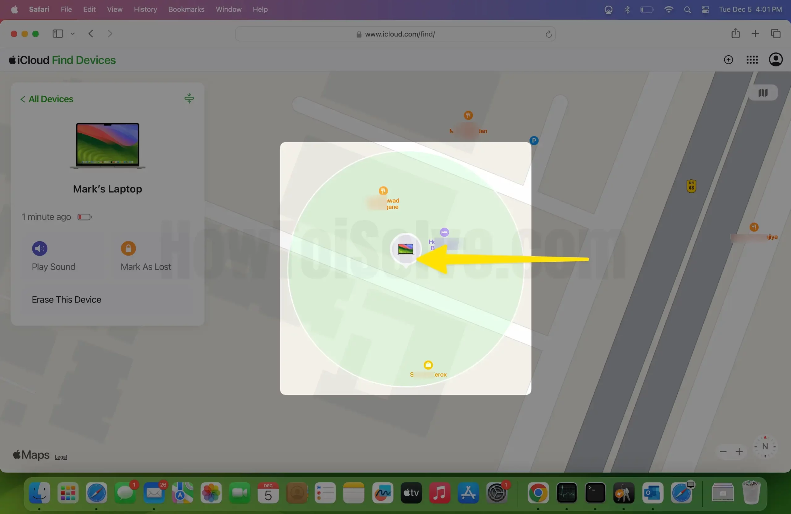 Show the location on mac
