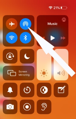 Turn on AirDrop on iPhone