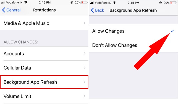 1 Backgroud App Refresh restriction on iPhone