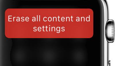 Tap on Erase all content and settings on Apple watch to reset apple watch