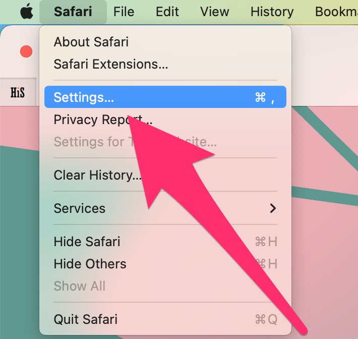 Safari settings on Mac
