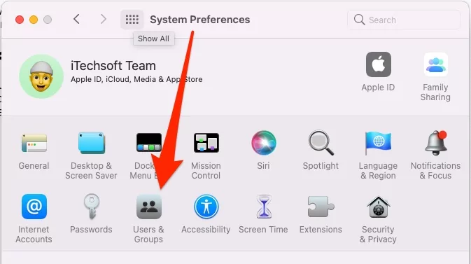 open-users-groups-option-on-mac-from-system-preferences