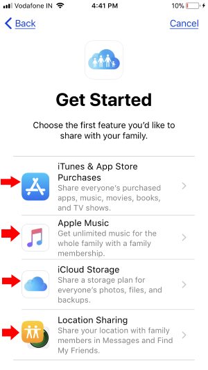 4 Turn on Family sharing for Music, Drive, App Store