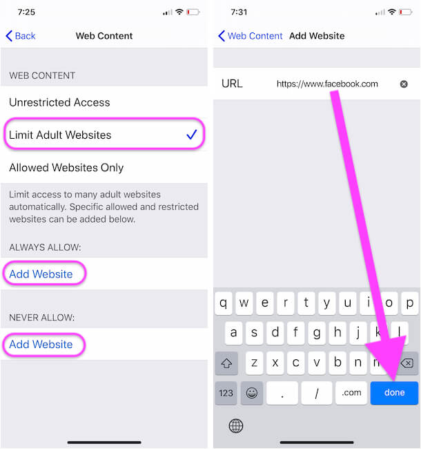  Establecer Límite de Acceso a sitios web en iPhone y iPad Safari