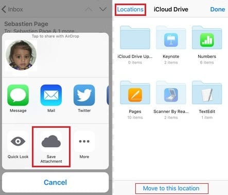 как сохранить вложение электронной почты в почтовом приложении на iCloud drive прямо в iOS 9: iPhone, iPad