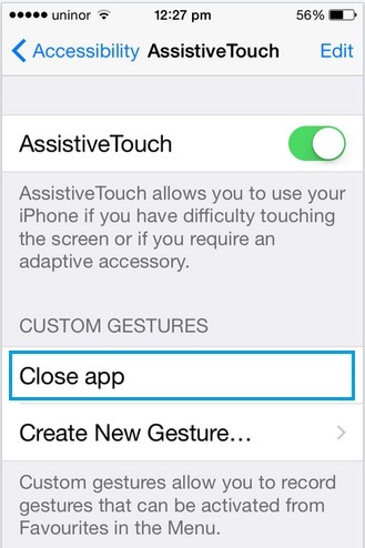 Delete custom gesture in iPhone, iPad and iPod touch