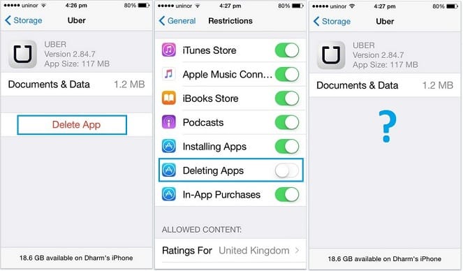 Apply delete restriction on iOS device