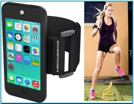 Sweat Proof for Apple iPod Touch 5th & 6th Gen iPod Touch Armband: Stalion Sports Running & Exercise Gym Sportband Water Resistant Jet Black 