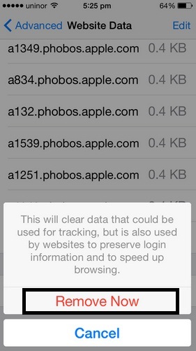 how to remove website data from safari in iPhone 6, iPhone 6 Plus, iPhone 5S/5 and earlier iPhones and iPad