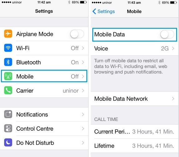 stop apps using mobile data on iPhone 6, 6 plus