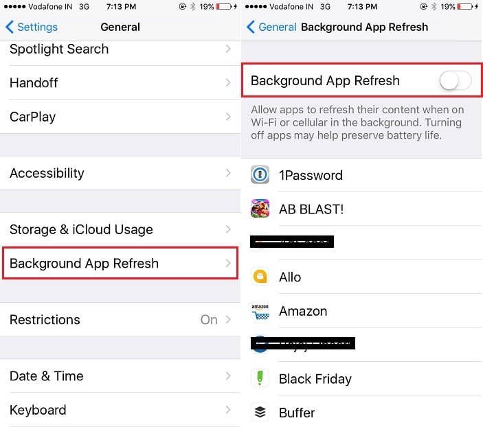 Disable Backgroud app refresh on iPhone for Save Cellular data