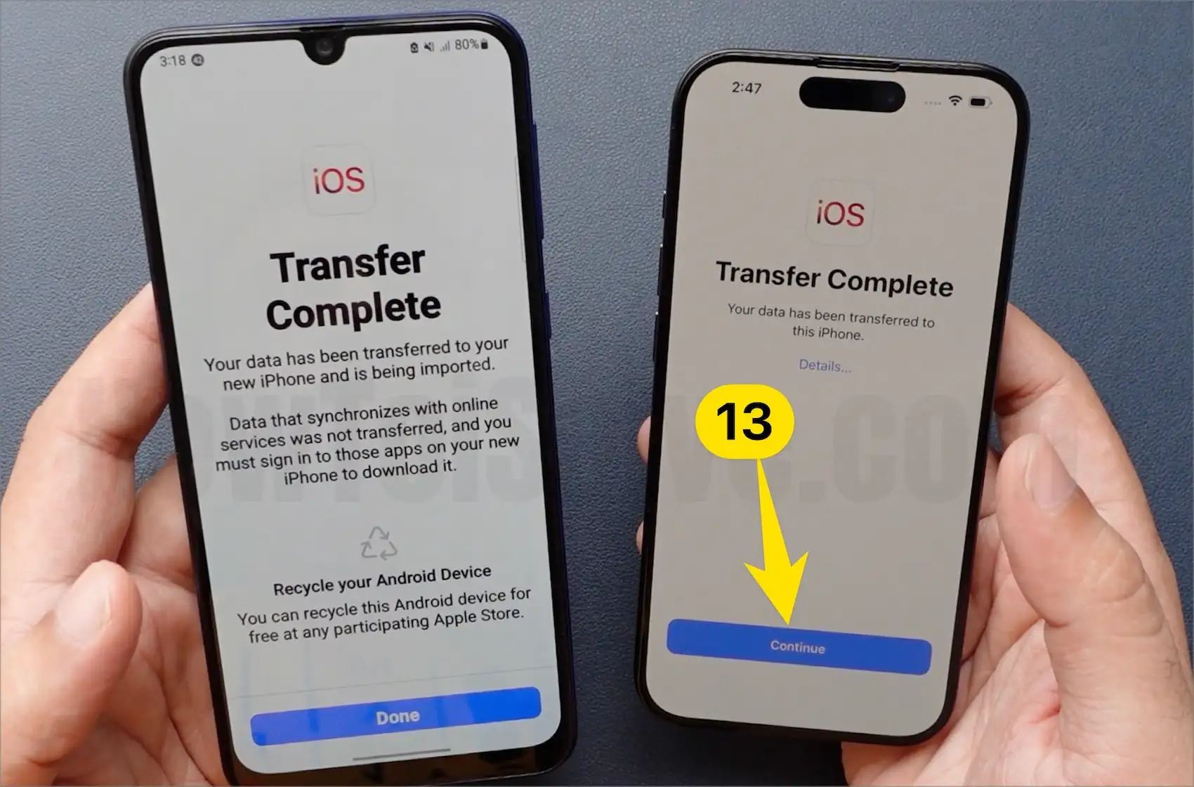 Transfer Completed from Android to iPhone