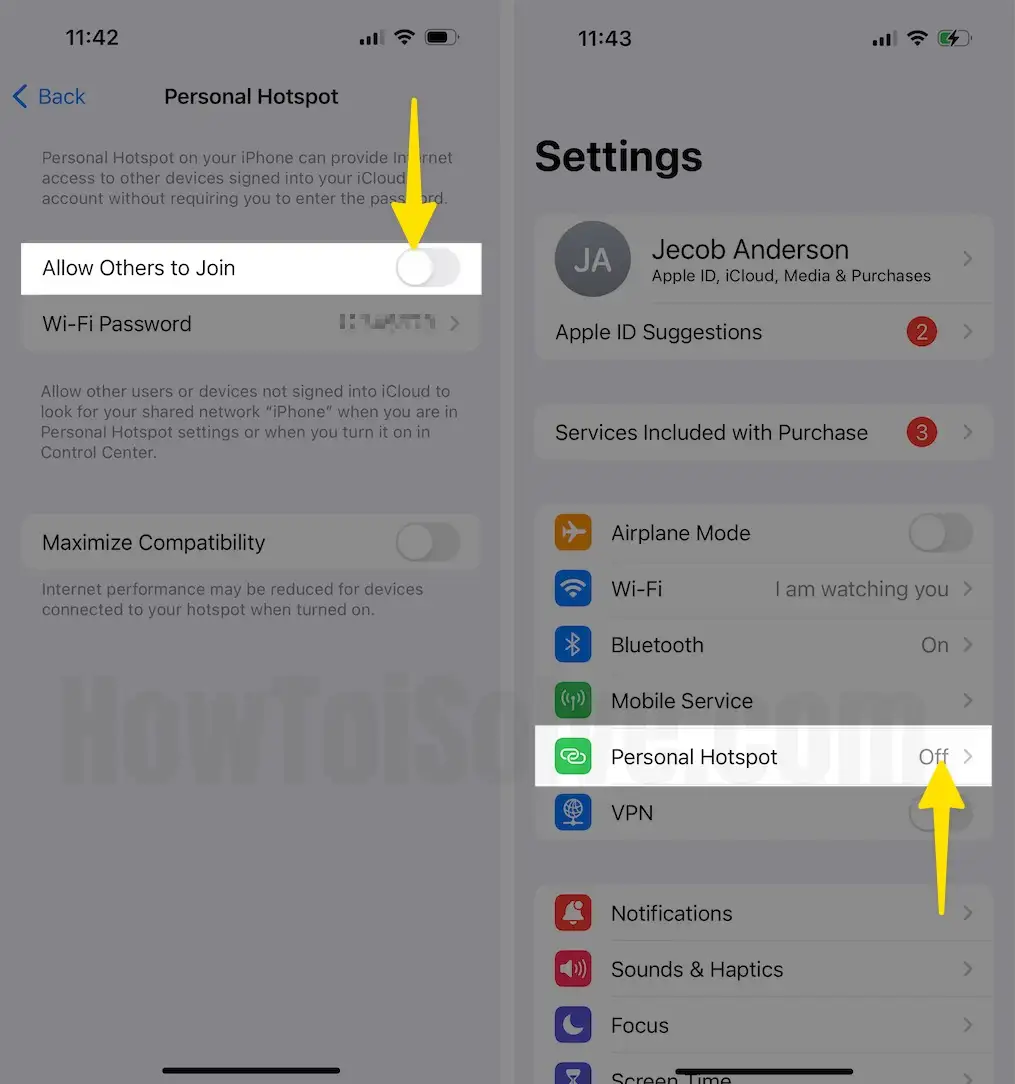 Disable Personal Hotpot on iPhone