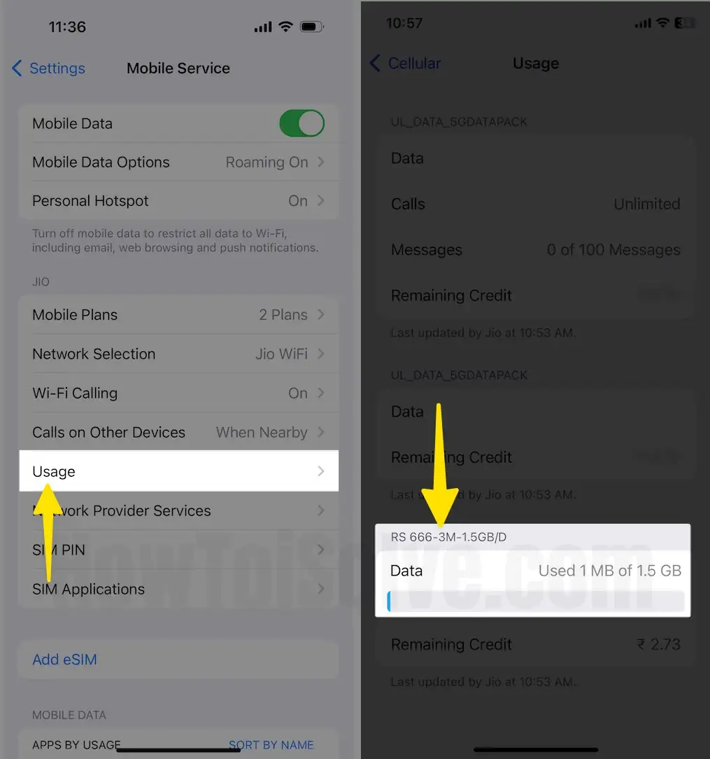 Select Mobile Data Usage on iPhone