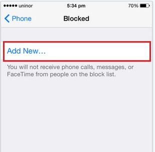 Add new contact in Block list