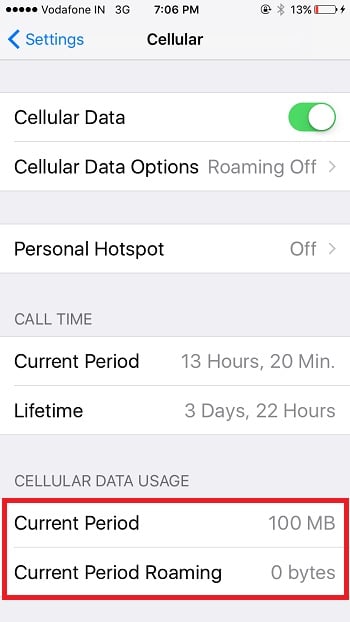 4 Know Cellular Data usage on iPhone
