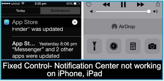 Fixed Control Center not working on iPhone, iPad, iOS 9, iOS 8