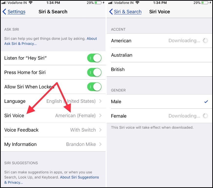 how to change siri voice