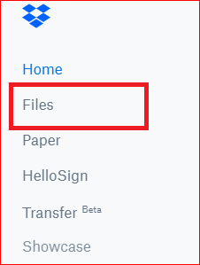 click on Files on Dropbox Online to save picture from Dropbox to pc online