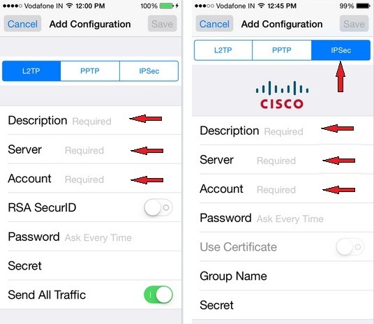 how to Configure or Setup VPN on iOS 8.4, iOS 9 deices