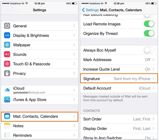 Change iPhone mail signature or add more in signature
