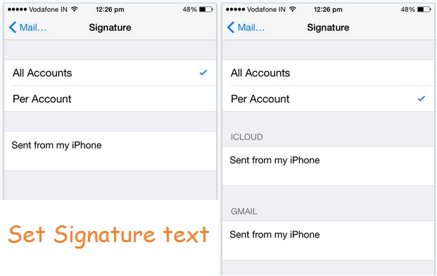 Update signature in different mail app