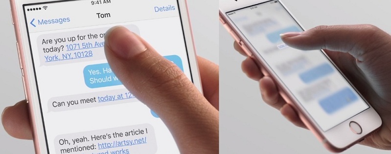 iMessage app with 3D touch in iPhone 6S