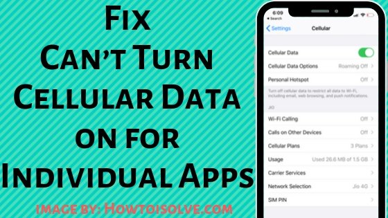 Fix Can’t Turn Cellular Data on for Individual Apps on your Apple iPhone