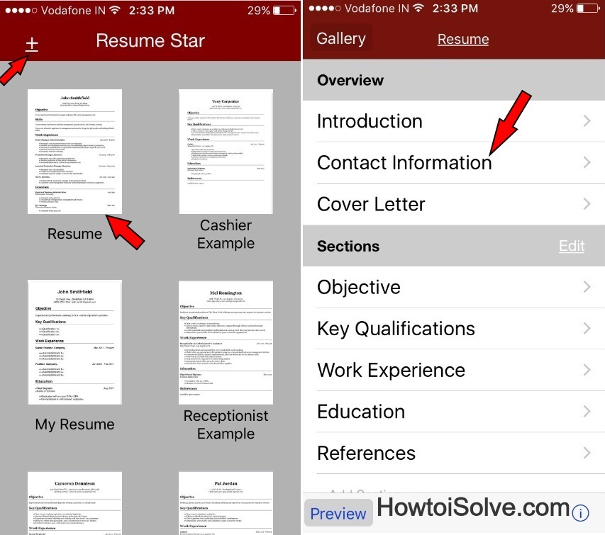 Resume Star app to Make A resume on iPhone, iPad Air , iPhone 7 Plus later