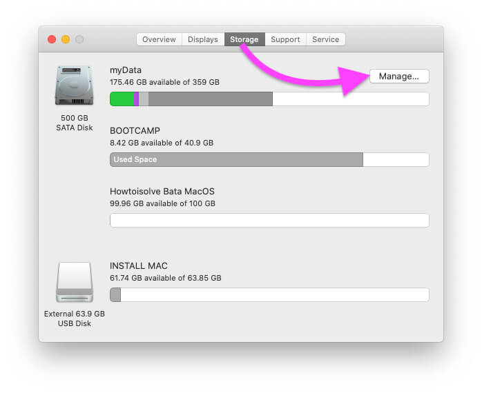 Manage Storage on MacBook Mac