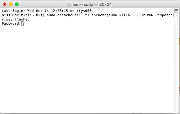 сбросить flush dns на mac os x 10.11
