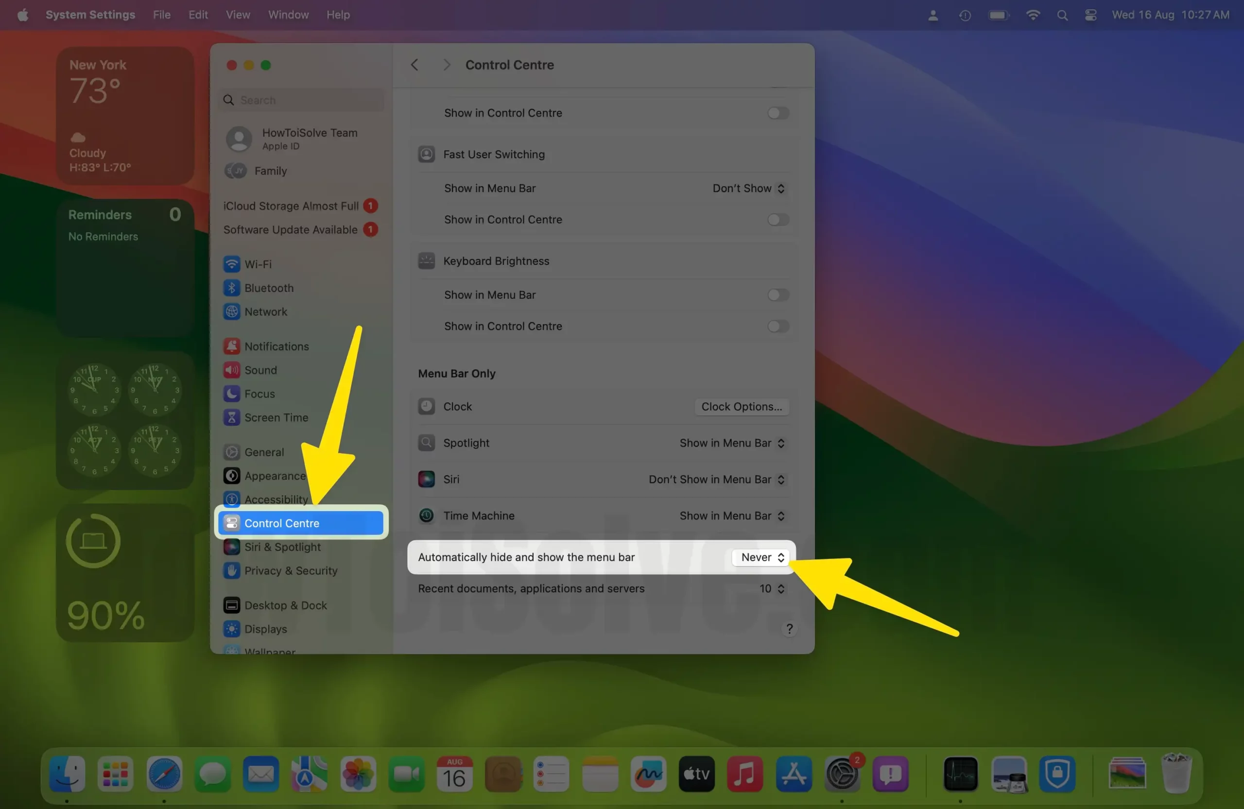 Stop Auto Hide and Show menu bar on Mac