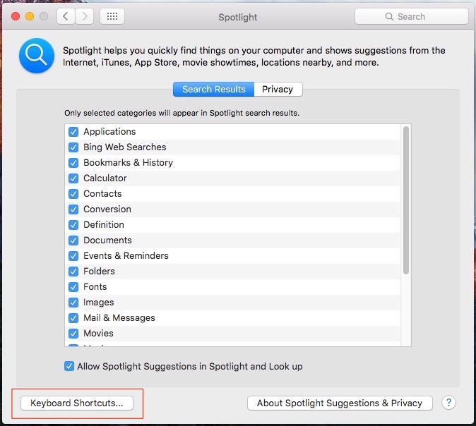 Spotlight search manage on Mac