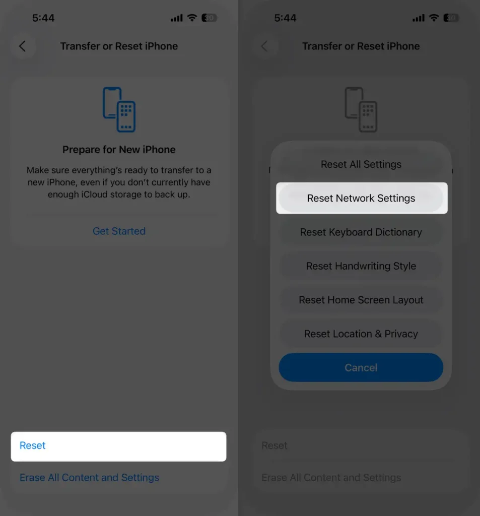 how to Reset Network Settings on iPhone