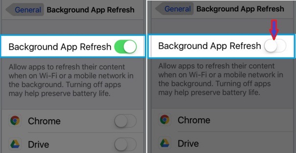 enable disable way to Back ground App refresh in iPhone iOS 9