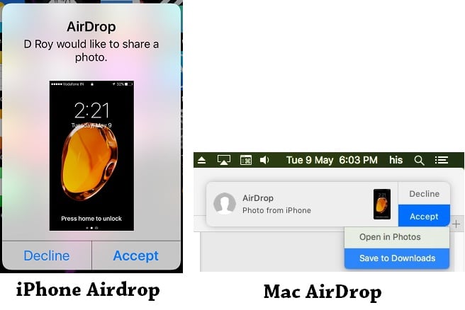2 AirDrop Receive on Mac and iPhone screen