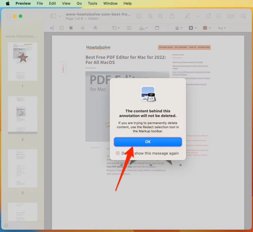 click ok to popup on pdf on mac