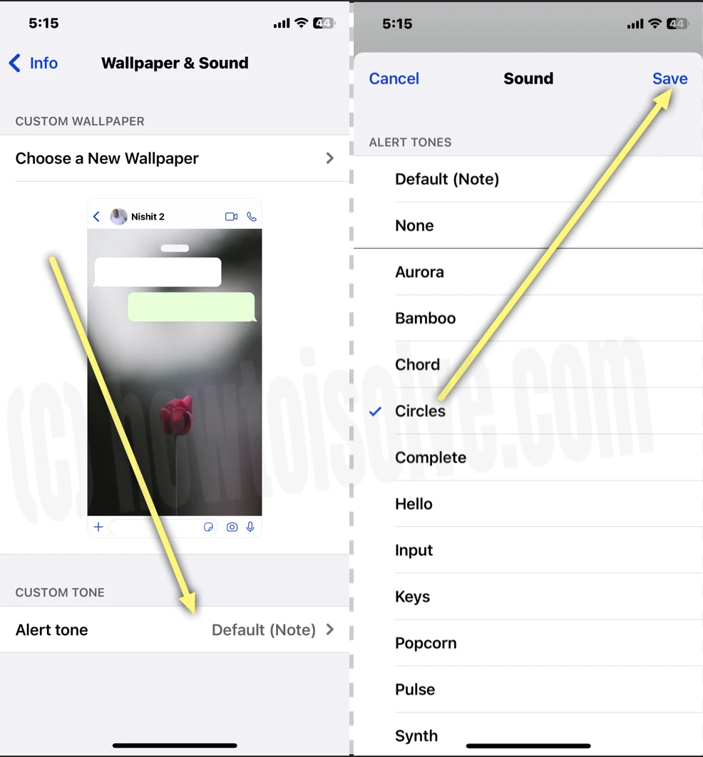 Change WhatsApp Notification Custom Sound for one person