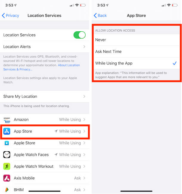 List Apps are using location service on iPhone