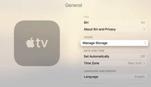 check Apple TV storage space on 1st, 3rd and 4th generation