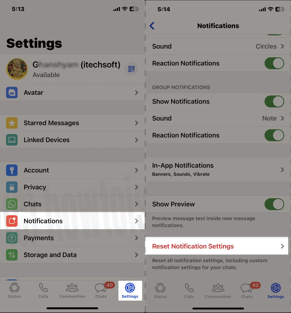 Reset WhatsApp Notification Settings on Mac