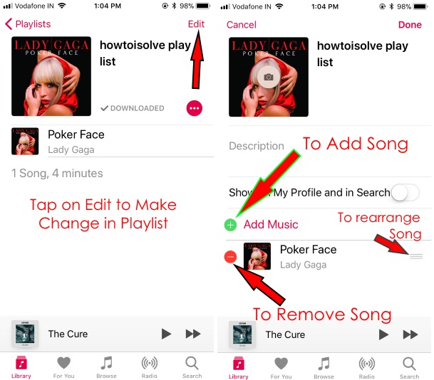 Добавление, удаление или изменение порядка песен в плейлист Apple Music