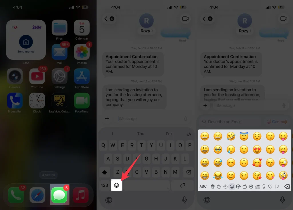 how to access emoji keyboard on iPhone software