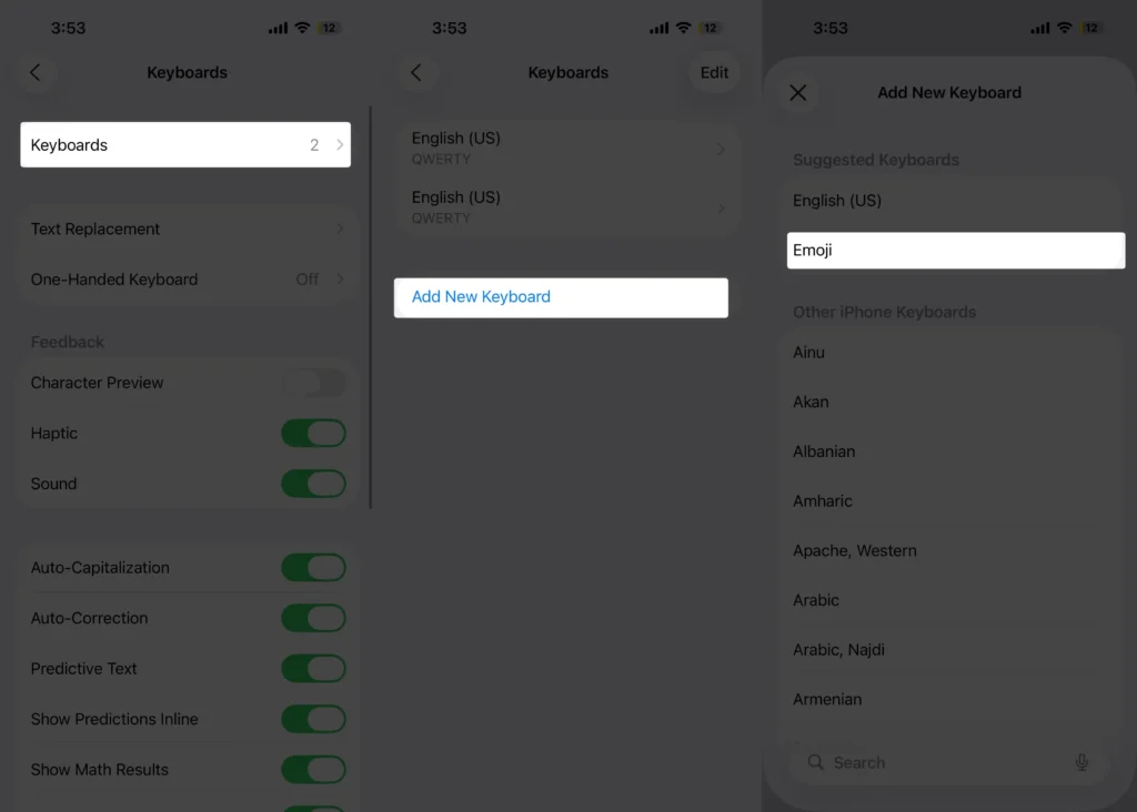 how to add emoji keyboards on iPhone running iOS and iPadOS
