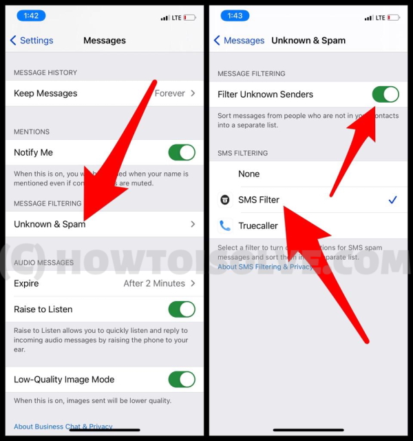 1 Filter Unknown and Spam Message on iPhone Messages App
