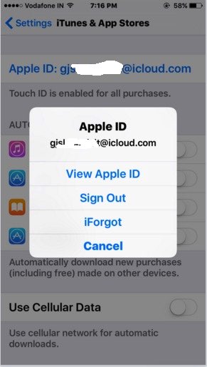 log out apple ID from iPhone