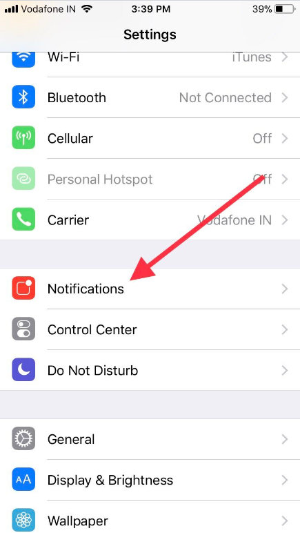 Tap Notifications on iPhone