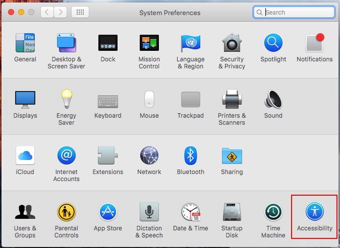 Accessebility option on Mac OS X